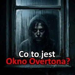 Mroczna postać w kapturze patrzy przez zaparowane okno. Napis: "Co to jest Okno Overtona?".