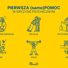 Pierwsza pomoc w kryzysie psychicznym: wsparcie, relacje, psychoedukacja, natura, ruch, sen. Bo warto żyć.