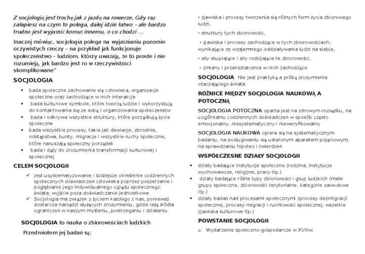 Socjologia to nauka o zbiorowościach ludzkich, badająca społeczne zachowania, struktury i procesy. Wyjaśnia, jak funkcjonuje społeczeństwo.