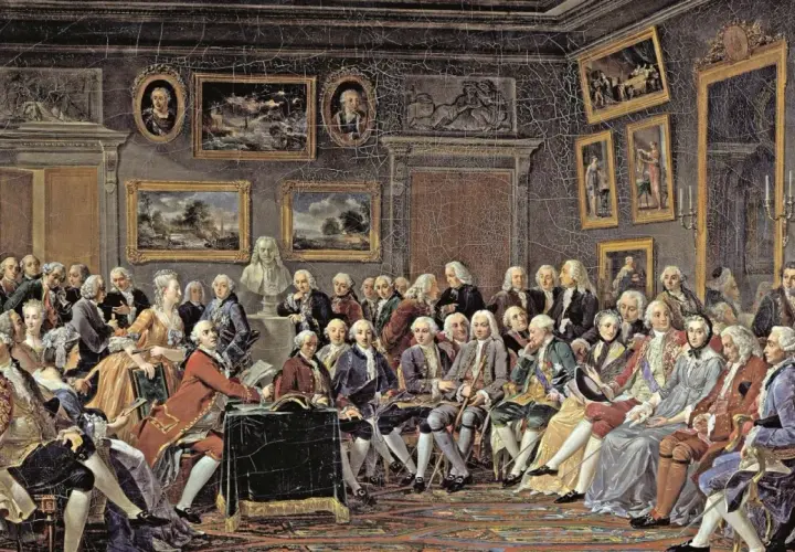 Eleganckie stroje, portrety i rzeźby w sali pełnej ludzi. Czy to początek epoki oświecenia, czyli co po baroku?
