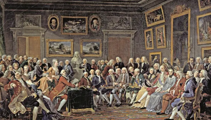 Eleganckie stroje, portrety i rzeźby w sali pełnej ludzi. Czy to początek epoki oświecenia, czyli co po baroku?