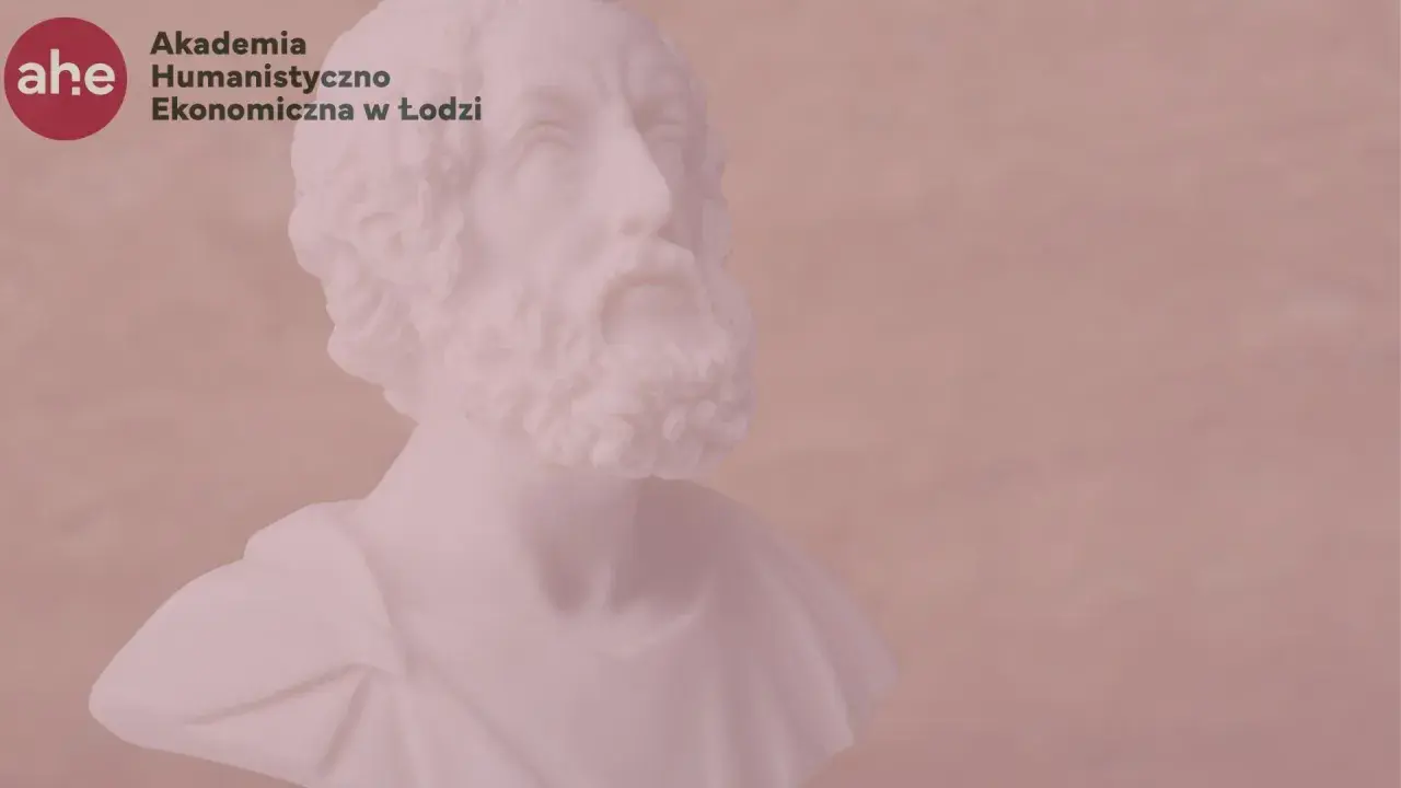 Popiersie Homera, legendarnego greckiego poety, autora Iliady i Odysei. Akademia Humanistyczno-Ekonomiczna w Łodzi.
