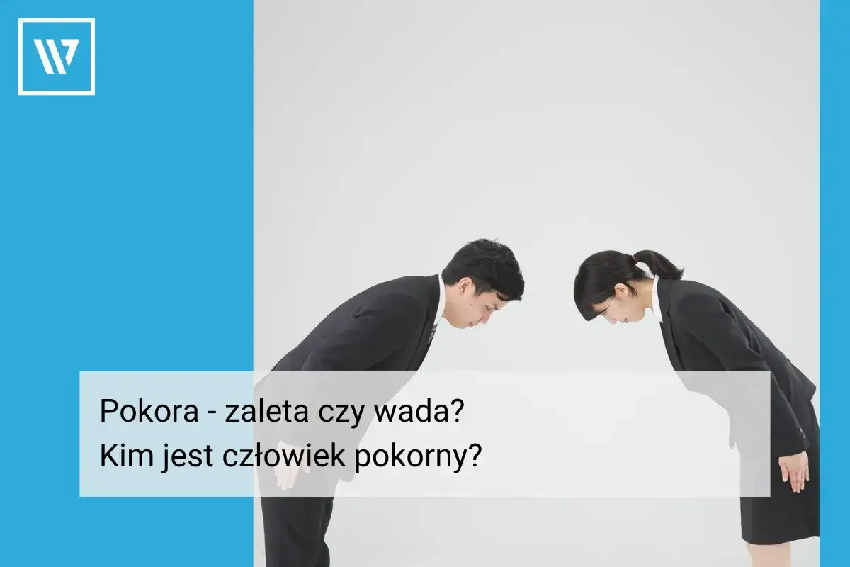 Dwoje ludzi w garniturach kłania się sobie, symbolizując pokorę. Czy pokora to zaleta, czy wada?
