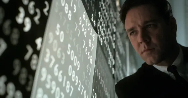 John Nash syn, wpatrzony w nieskończoność liczb, szuka ukrytego wzoru.